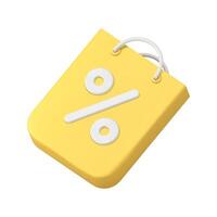 amarelo pacote comercial papel compras saco venda desconto promo especial oferta deslocado 3d ícone vetor