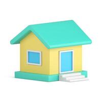 Vila casa com triângulo cobertura porta janela realista 3d ícone ilustração vetor