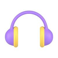 musical dj festa roxa fones de ouvido estéreo audio som transmissão eletrônico dispositivo 3d ícone vetor