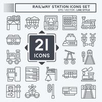 ícone conjunto estrada de ferro estação. relacionado para trem estação símbolo. linha estilo. simples Projeto ilustração vetor