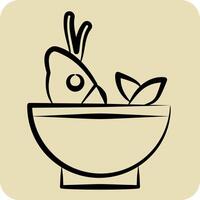 ícone sopa mar. relacionado para frutos do mar símbolo. mão desenhado estilo. simples Projeto ilustração vetor