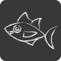 ícone atum. relacionado para frutos do mar símbolo. giz estilo. simples Projeto ilustração vetor