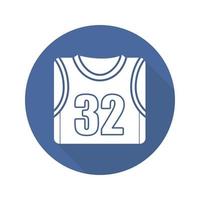 camisa de jogador de basquete. ícone de sombra longa de design plano. símbolo da silhueta do vetor
