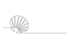 1 contínuo linha desenhando do aberto ostra Concha Concha do mar símbolo e bandeira do beleza spa pró ilustração vetor