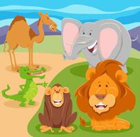 grupo de personagens de animais de safári selvagem feliz dos desenhos animados vetor