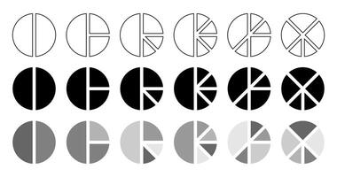 torta gráfico ícone definir. infográfico estratégia divisão símbolo. simples e moderno Projeto vetor