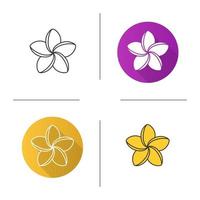 ícone de flor de plumeria de salão de spa. design plano, estilos lineares e de cores. aromaterapia. ilustrações vetoriais isoladas vetor