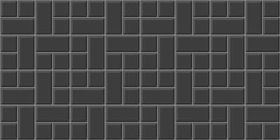 Preto cata-vento telha desatado padronizar. cozinha backsplash layout. banho, banheiro ou banheiro chão textura. pedra ou cerâmico tijolo parede fundo. calçada mosaico superfície vetor