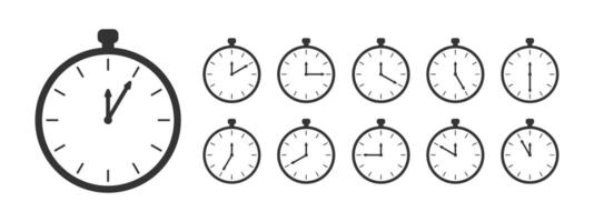 cronômetro ícones. contagem regressiva cronômetro ou cronômetro símbolos definir. relógios com diferente minuto Tempo intervalos. infográfico para cozinhando instrução ou esporte jogos vetor