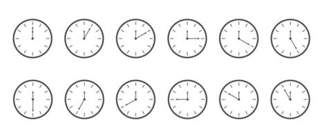 contagem regressiva cronômetro ou cronômetro ícones definir. relógios com diferente minuto Tempo intervalos isolado em branco fundo. infográfico para cozinhando ou esporte jogos vetor