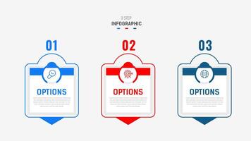 três degrau infográfico rótulo Projeto modelo com linha ícones. processo passos diagrama, apresentações, fluxo de trabalho disposição, bandeira, fluxo gráfico, informação gráfico ilustração. vetor