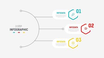 três degrau infográfico rótulo Projeto modelo com linha ícones. processo passos diagrama, apresentações, fluxo de trabalho disposição, bandeira, fluxo gráfico, informação gráfico ilustração. vetor