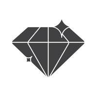 ícone de glifo de diamante. símbolo da silhueta. gema brilhante brilhante. espaço negativo. ilustração isolada do vetor