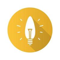 lâmpada economizadora de energia. ícone de sombra longa de design plano. lâmpada de economia. símbolo da silhueta do vetor