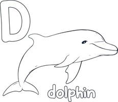 golfinho ilustração Preto e branco golfinho alfabeto coloração livro ou página para crianças vetor