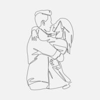 masculino e fêmea casal abraçando cada outro. amor casal. editável AVC. isolado em branco fundo. gráfico ilustração. vetor
