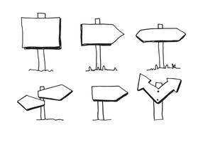 mão desenhado rabisco madeira sinais e Setas; flechas em branco fundo. vetor