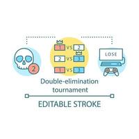 ícone de conceito de torneio de dupla eliminação. campeonato de videogames. e derrota na jogabilidade dos esportes. ilustração de linha fina de ideia de competições cibernéticas. desenho de contorno isolado do vetor. curso editável vetor