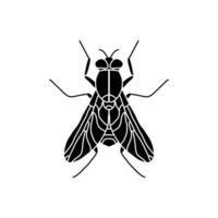 mosca Preto e branco ilustração. plano mosca ícone símbolo placa a partir de moderno animais coleção para Móvel conceito e rede apps Projeto vetor