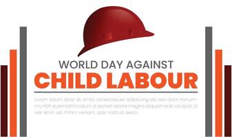 mundo dia contra criança trabalho. vamos trazer criança trabalho abaixo. crianças trabalhando em 1 lado e em outro lado crianças ganhar a copo vetor