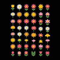 simples abstrato mão desenhado vários formas e plano flor. natureza flores e folhas ilustração em branco fundo vetor