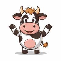 fofa vaca. adesivo para social redes, gráfico elemento para local na rede Internet. animais, mamífero, fauna e natureza, agricultura e agricultura. brinquedo e mascote para crianças. desenho animado plano ilustração vetor