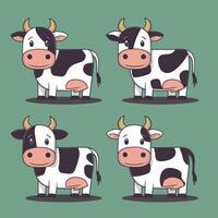 fofa vaca. adesivo para social redes, gráfico elemento para local na rede Internet. animais, mamífero, fauna e natureza, agricultura e agricultura. brinquedo e mascote para crianças. desenho animado plano ilustração vetor