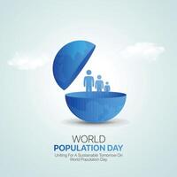 mundo população dia criativo Publicidades design.mundo população dia, 11 de julho, , 3d ilustração vetor