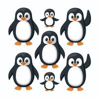 uma pinguim pássaro fofa feliz desenho animado animais selvagens mascote personagem branco fundo vetor