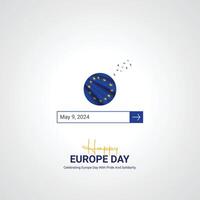 feliz Europa dia criativo Publicidades Projeto. pode 9 Europa dia social meios de comunicação poster 3d ilustração. vetor