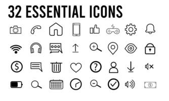 uma conjunto do alguns essencial ícones para apps e sites vetor