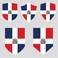 conjunto do dominicano república bandeira dentro escudo forma quadro, Armação vetor