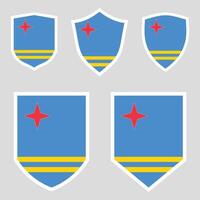 conjunto do Aruba bandeira dentro escudo forma quadro, Armação vetor