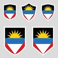 conjunto do Antígua e barbuda bandeira dentro escudo forma vetor