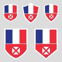 conjunto do Wallis e futuna bandeira dentro escudo forma quadro, Armação vetor