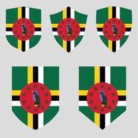 conjunto do dominica bandeira dentro escudo forma quadro, Armação vetor