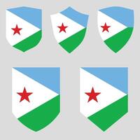 conjunto do djibouti bandeira dentro escudo forma quadro, Armação vetor