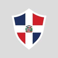 dominicano república bandeira dentro escudo forma quadro, Armação vetor