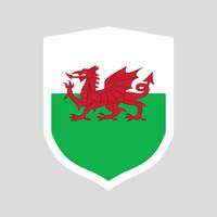 país de gales bandeira dentro escudo forma quadro, Armação vetor