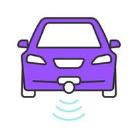 carro inteligente no ícone de cor de vista frontal. nfc auto. veículo inteligente. automóvel com direção automática. carro autônomo. veículo sem motorista. ilustração vetorial isolada vetor