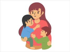 mãe dois filho ou avatar ícone ilustração vetor