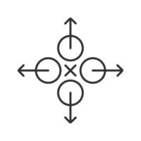ícone linear do símbolo de direções. ilustração de linha fina. símbolo abstrato do contorno da metáfora. desenho de contorno isolado de vetor