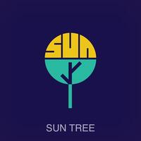 criativo árvore e Sol combinação placa logotipo. unicamente projetado cor transições. companhia e local de trabalho logotipo modelo vetor