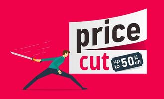 venda e descontos cortar preços conceito com criativo projeto, preço reduzido rótulo para promoção e propaganda vetor