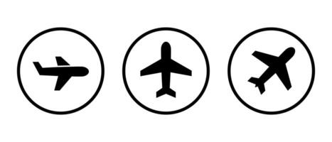 avião, avião ícone conjunto em círculo linha. voar conceito vetor