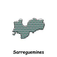 mapa cidade do sarreguemines, geométrico logotipo com digital tecnologia, ilustração Projeto modelo vetor