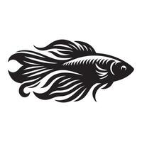 peixe silhueta ilustração, Preto cor peixe silhueta isolado branco fundo vetor