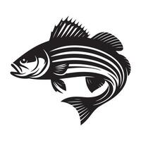 peixe silhueta ilustração, Preto cor peixe silhueta isolado branco fundo vetor