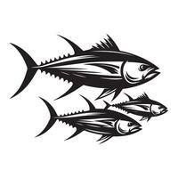 peixe silhueta ilustração, Preto cor peixe silhueta isolado branco fundo vetor