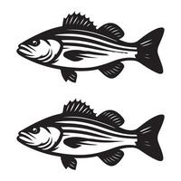 peixe silhueta ilustração, Preto cor peixe silhueta isolado branco fundo vetor